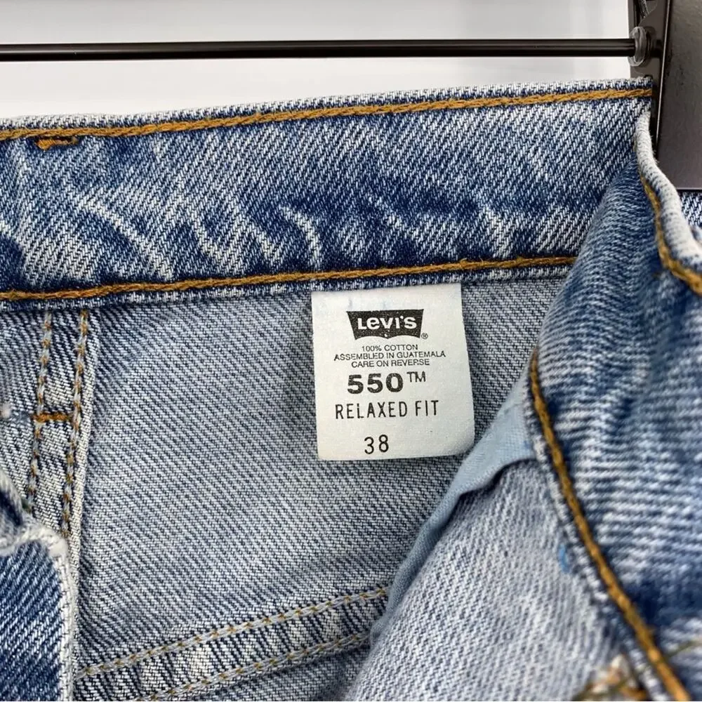VTG LEVI'S Orange Tab 550 Relaxed Jean Shorts Blue Denim 38